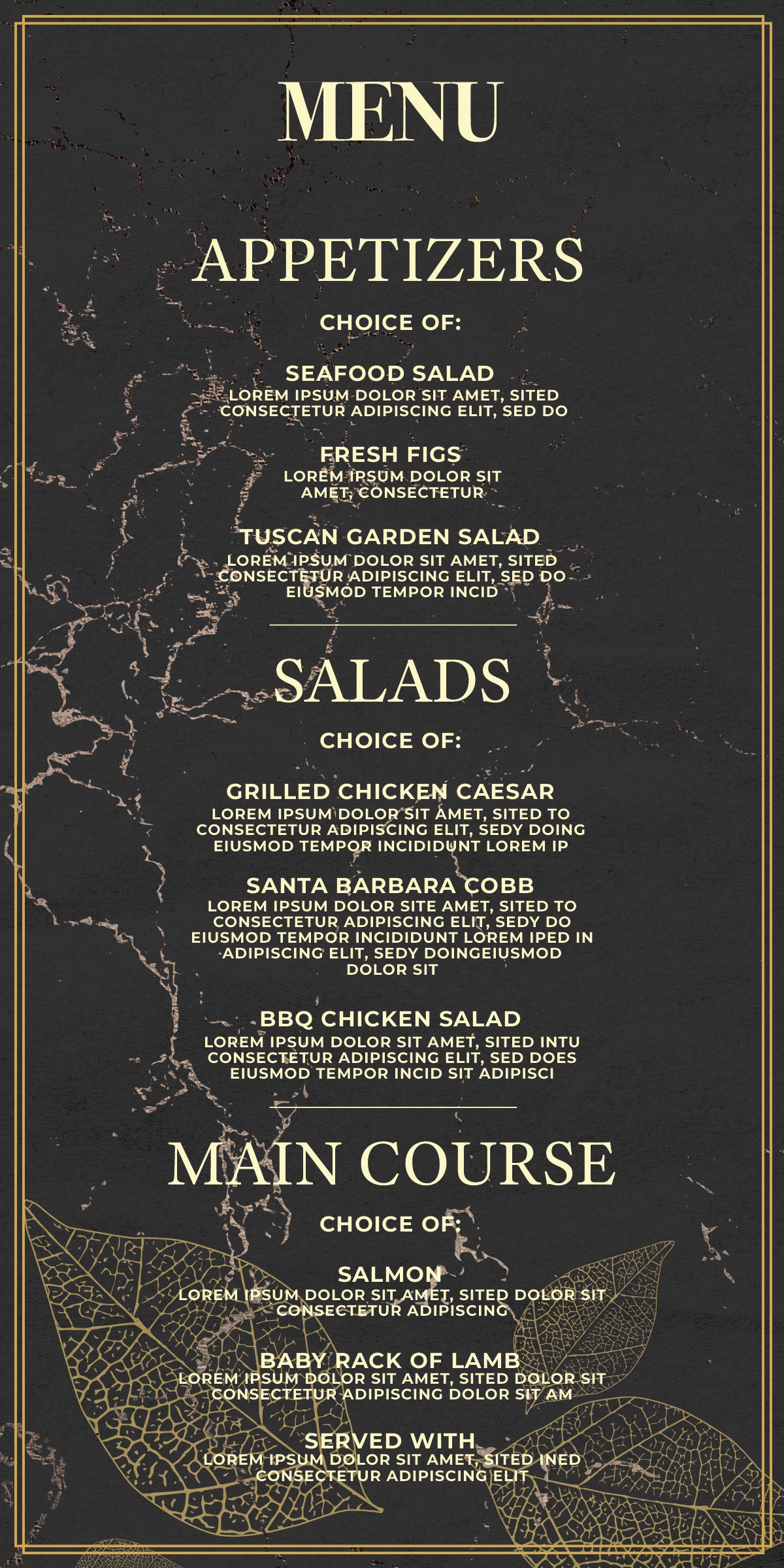 Wedding Menu- Gold