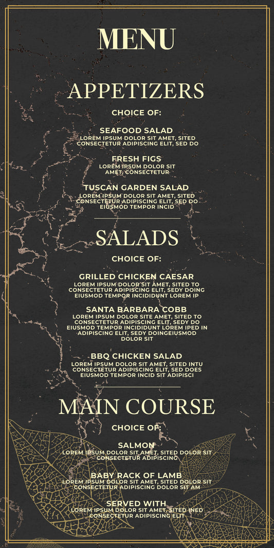 Wedding Menu- Gold