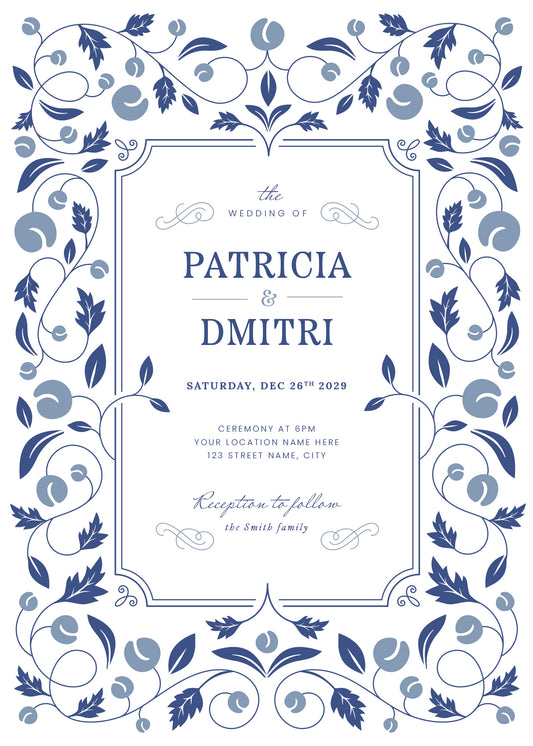 Invitation-Blue and White
