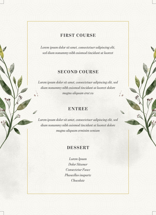 Wedding Menu- Fashion
