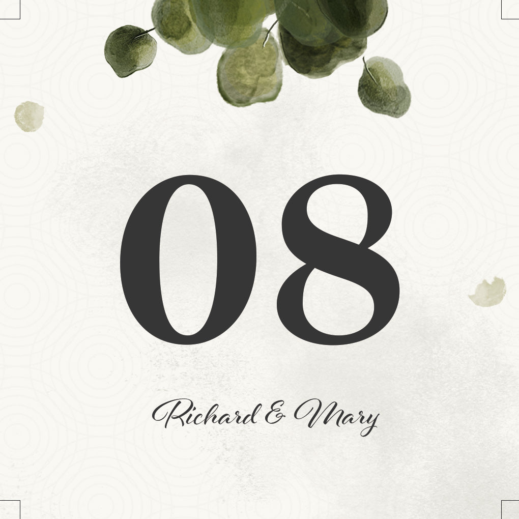 Table Numbers- Eucalyptus