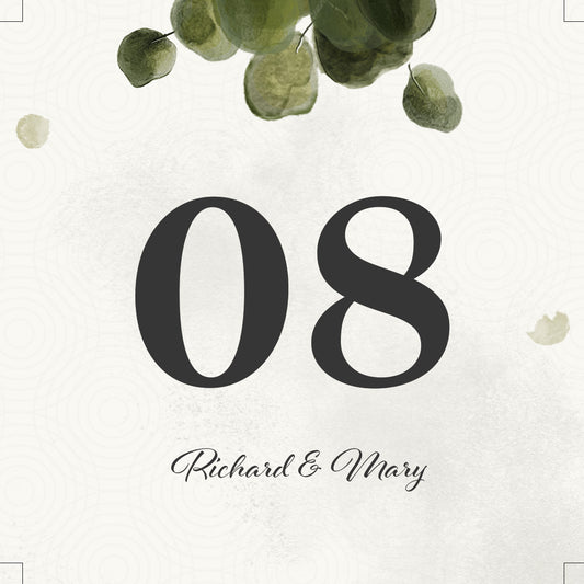 Table Numbers- Eucalyptus