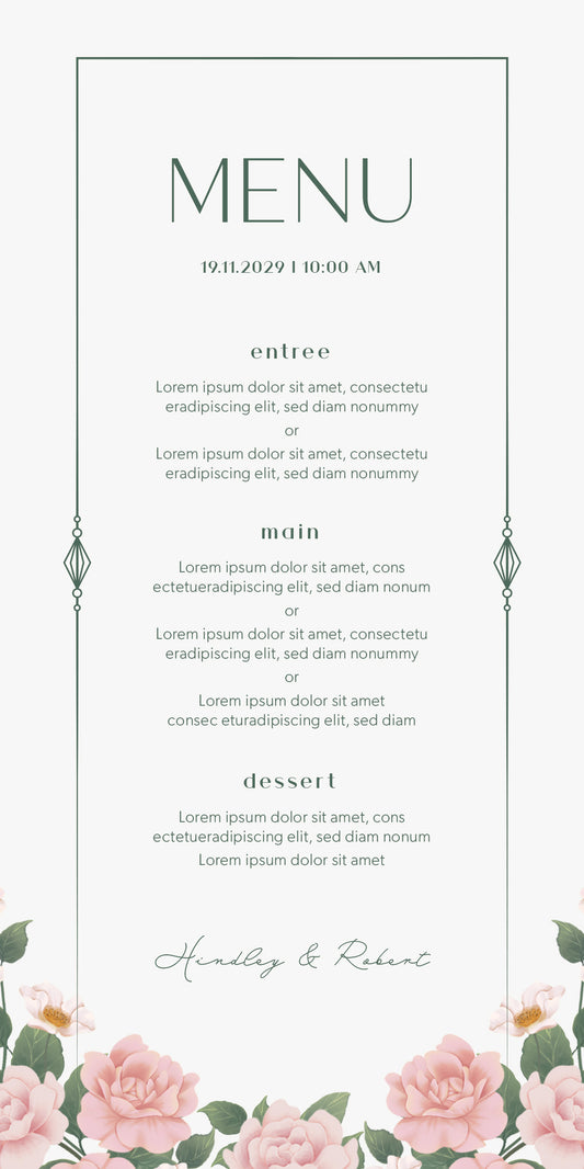 Wedding Menu- Classic Rose